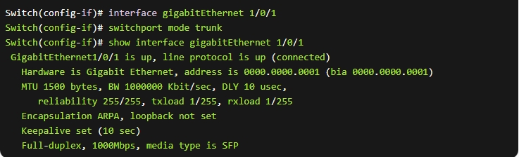 Enabling SFP port configuration example on Cisco switch